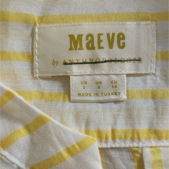 Anthropologie Maeve Yellow White Striped Sleeveless Tank Blouse Size 2 - Picture 3 of 9